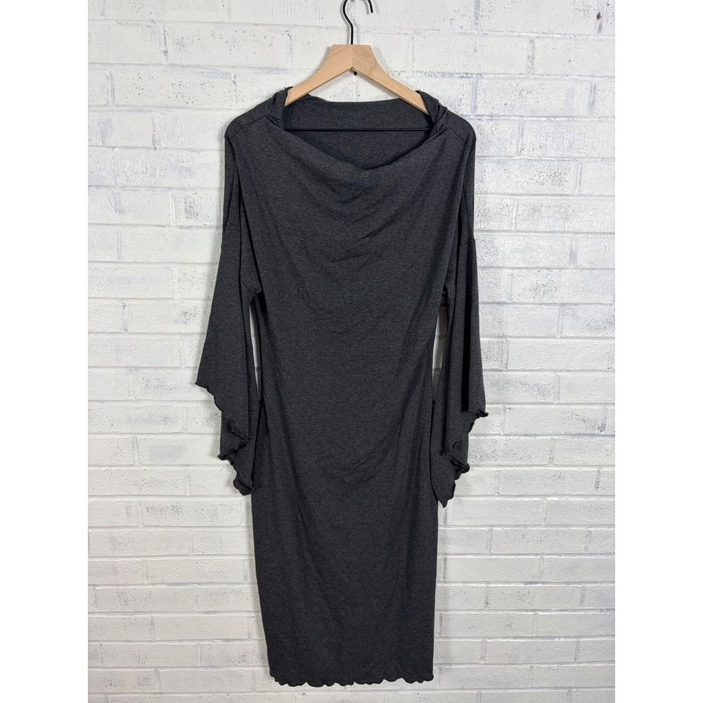 Angelrox Hourglass Dress Womens One Size Gray Cowl Neck Bell Sleeve Stretch USA